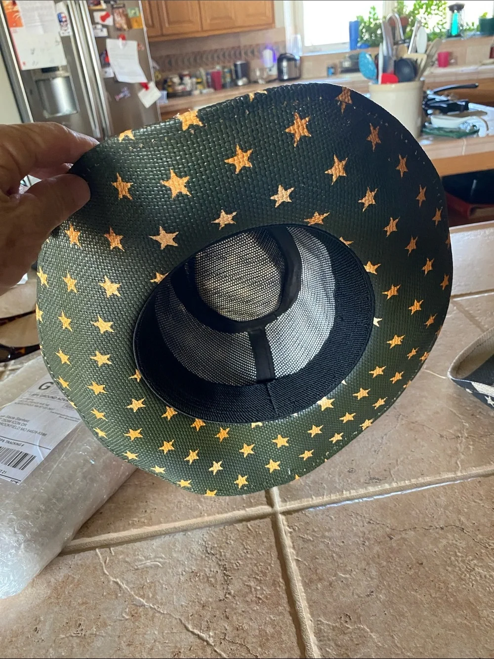 Men's Star & Stripes Cowboy Hat - Black with Red and Yellow Accent